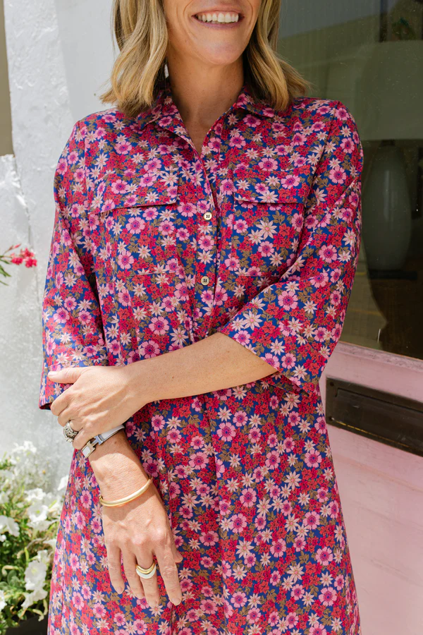 Samantha Dress in Berry Blooms